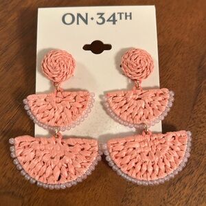 Pink Woven Statement Earrings